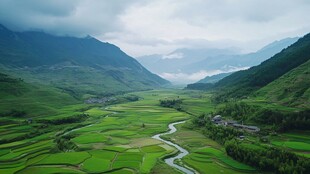 雨后梯田