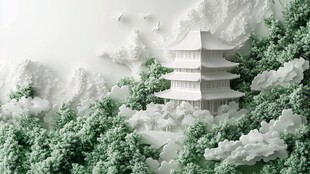 3d渲染山水画