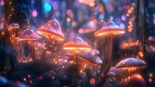 梦幻蘑菇背景