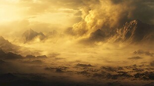 淡雅金色烟雾山水