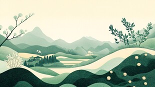 新中式包装风景插画