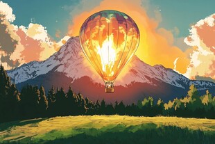 热气球插画场景