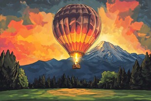 热气球旅游插画