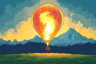 热气球插画场景