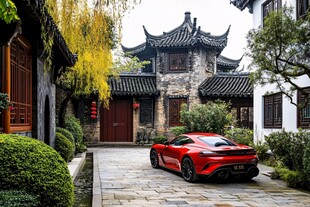 美女汽车古建筑