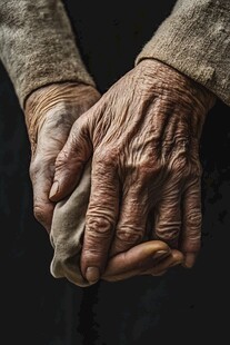 长满皱纹的手