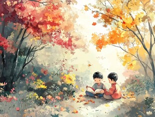 野外小伙伴秋天落叶