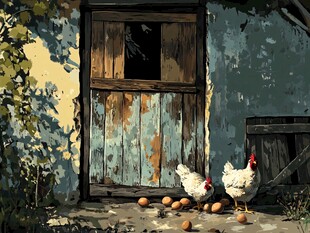 鸡舍插画