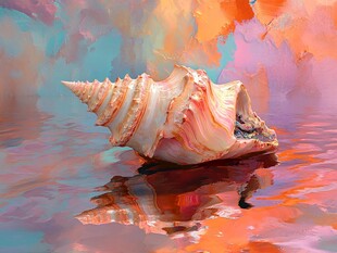 海螺油画