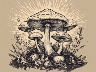 蘑菇线稿