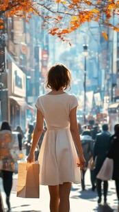 逛街女人的背影