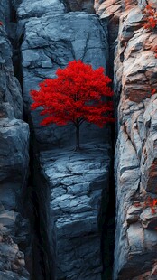 绝壁逢生的小树