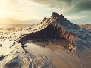 泥火山晨曦