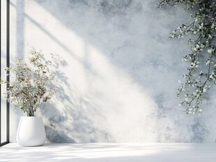 蓝色的房间里的植物