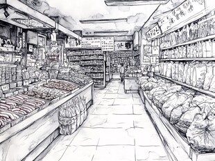 零食店手绘