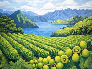 山核桃果园插画