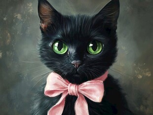 手绘大眼萌猫咪装饰画