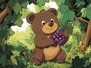 小熊室内野外场景插画