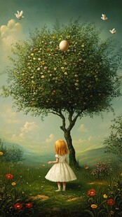 大树白云少女