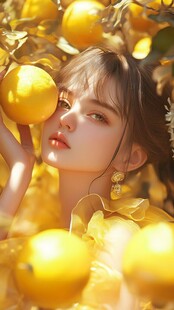 郁郁葱葱黄衣女孩