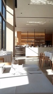 阳光下的西餐厅一角