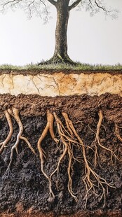 深入土里的树根