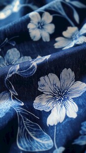 蓝色地暗花绸