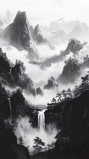 墨韵禅意山水云雾