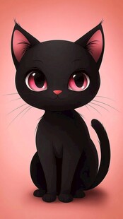 小黑猫插画