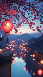 唯美樱花夜景