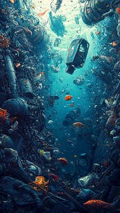 水下垃圾图片