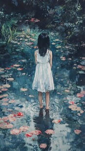 戏水的小姑娘