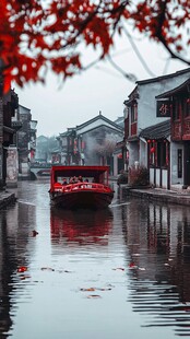 江南古镇水上喜船