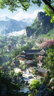 中式园林山庄园林酒店