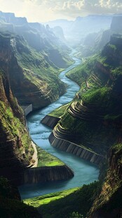 峡谷河道河流