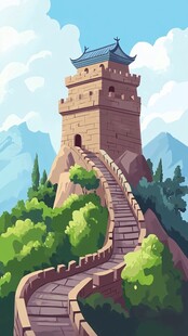 长城风景插画