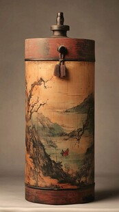 山水花卉纹灯笼盒