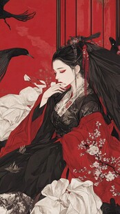 红衣少女设计古风