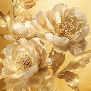 高精手绘黄金拉丝花卉