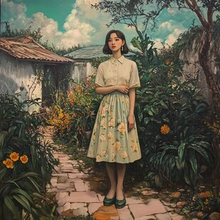 江南美女油画