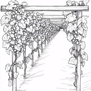 葡萄架手绘