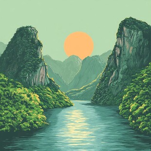 山河插画