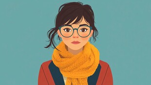 戴眼镜女孩插画