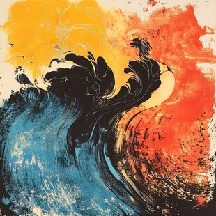 新中式水墨海浪装饰画