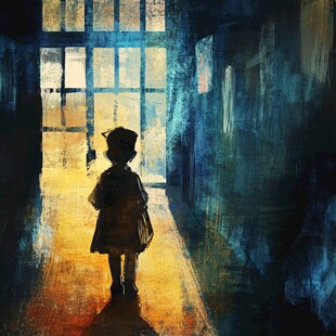 孤单的小女孩插画