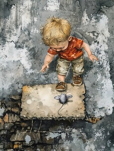 唯美小男孩插画