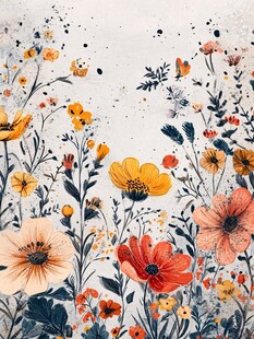手绘创意百花壁纸