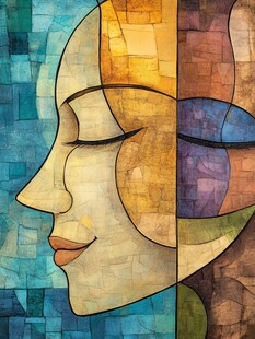 人脸色块拼接装饰画