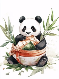 大熊猫美食插画