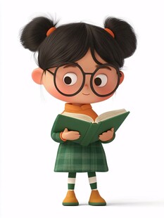 认真学习的小女孩
